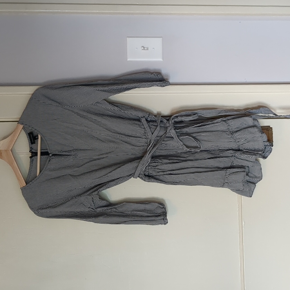 Gray and White Striped Romper M White What Wear